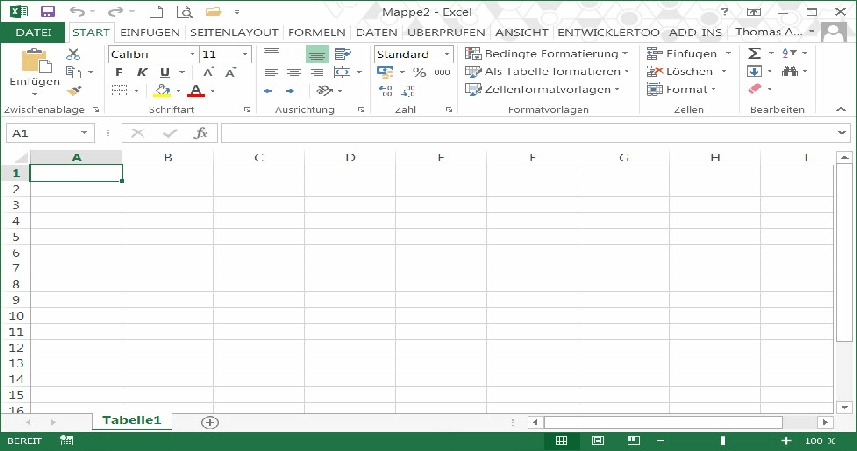 Excel 2013 Fenster (Bitte anklicken zum Vergrössern)